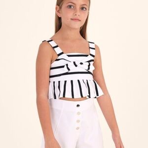 Size 14 Girls Mayoral Black and White Striped Top
